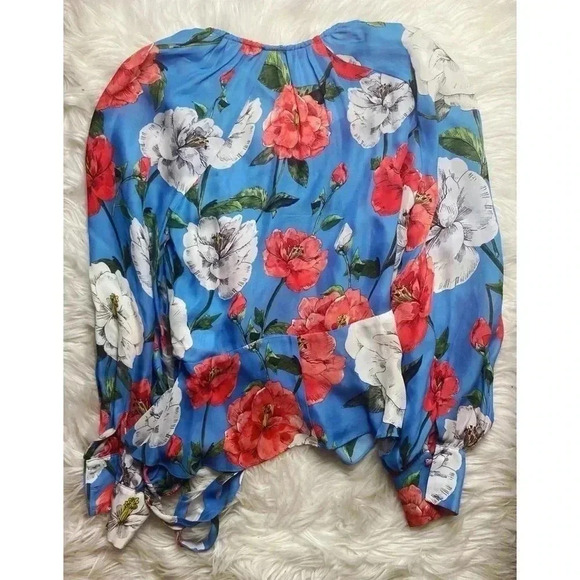 Parker Blue Floral Silk Blouse - Picture 5 of 10